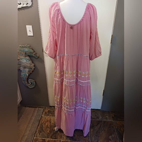 Simply Southern Pink Maxi Dress Women XXL 100% Cotton Full Skirt Pre-worn - Picture 5 of 12